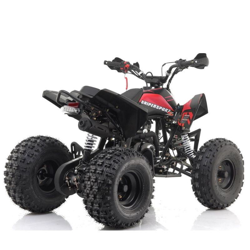 Sniper 120cc Kids Quad Bike 
Red on a white background back view