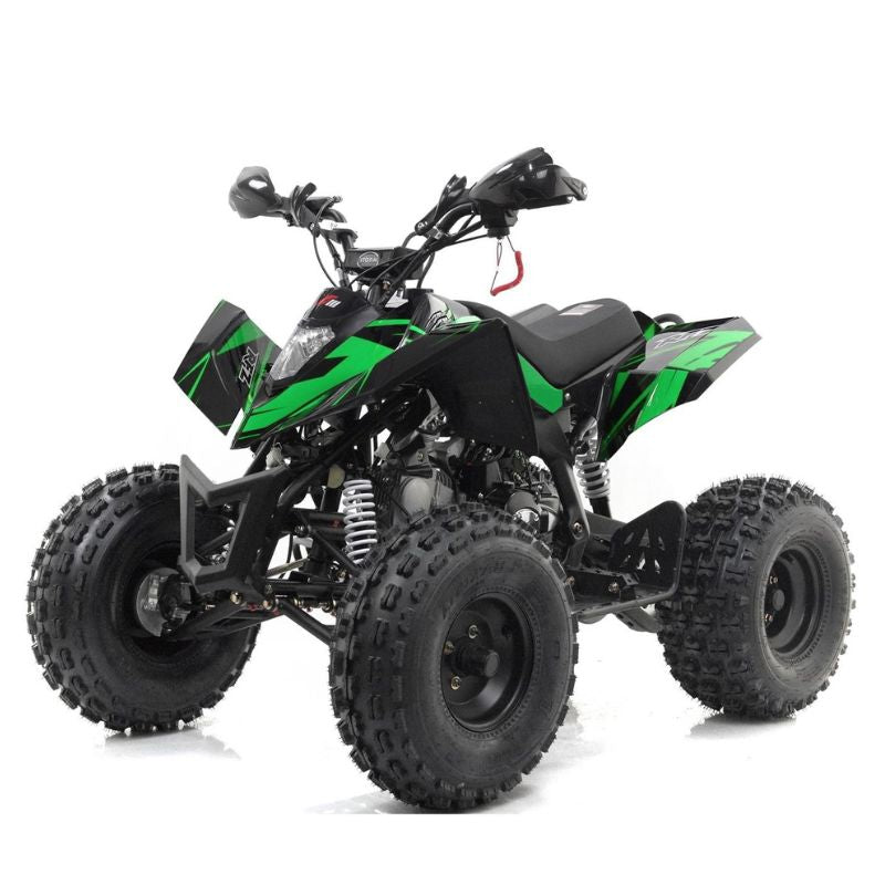 Sniper 120cc Kids Quad Bike Green on a white background