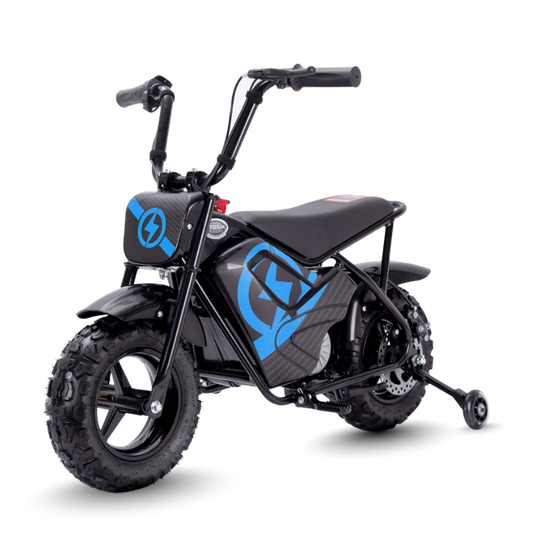 Blue 250w Kids Electric Ride On  Bike with transparent background