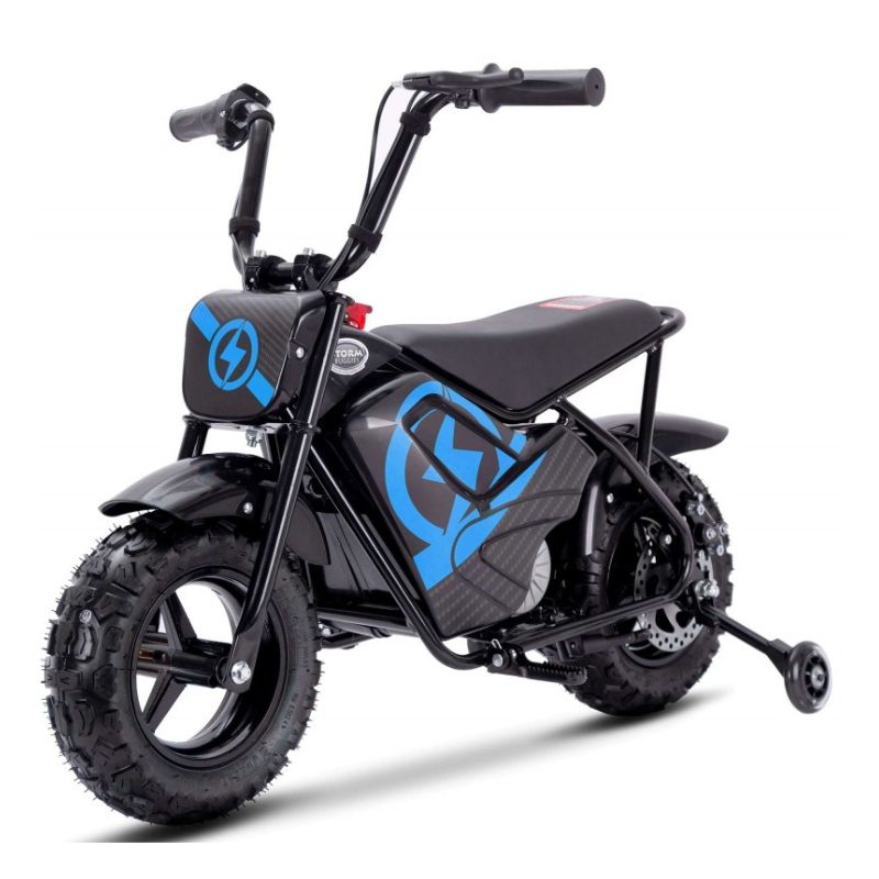 Blue 250w Kids Electric Ride On  Bike on a white  background