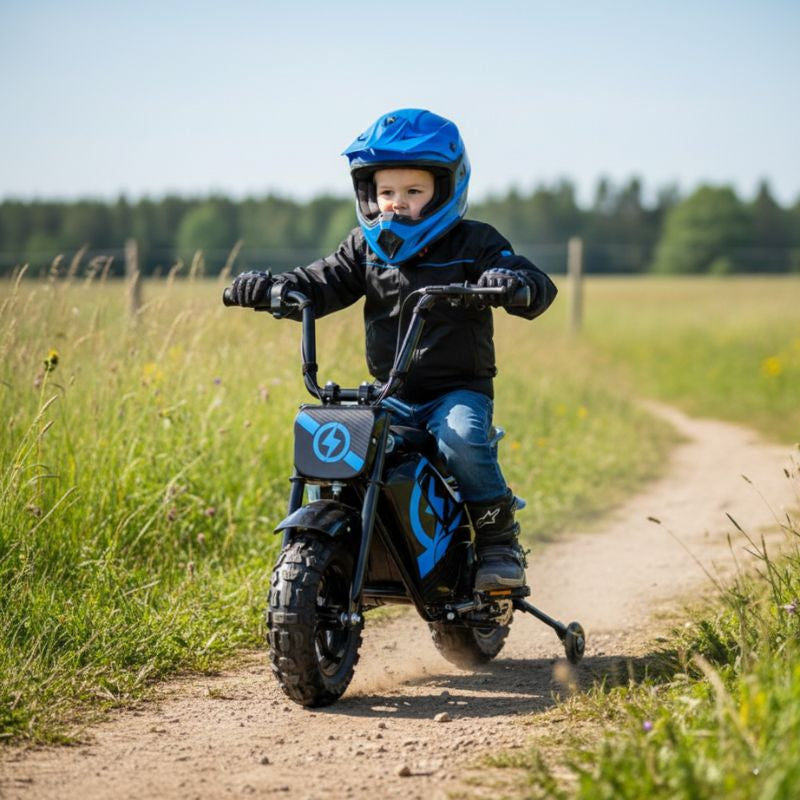 kid riding Blue 250w Kids Electric Ride On  Bike 