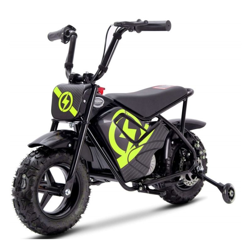 Yellow 250w Kids Electric Ride On  Bike on a white  background 