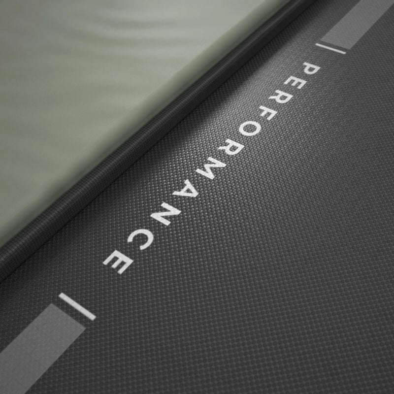 Close up shot ACON HD Performance Trampoline with green mat
