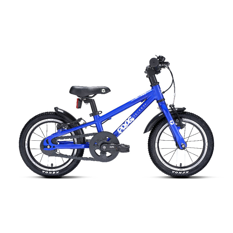 Frog 38 Blue children's bicycle with mudguard on a white background