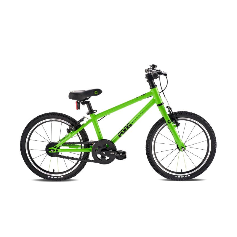 Frog 47 Green children's bicycle with chainguard on a white background