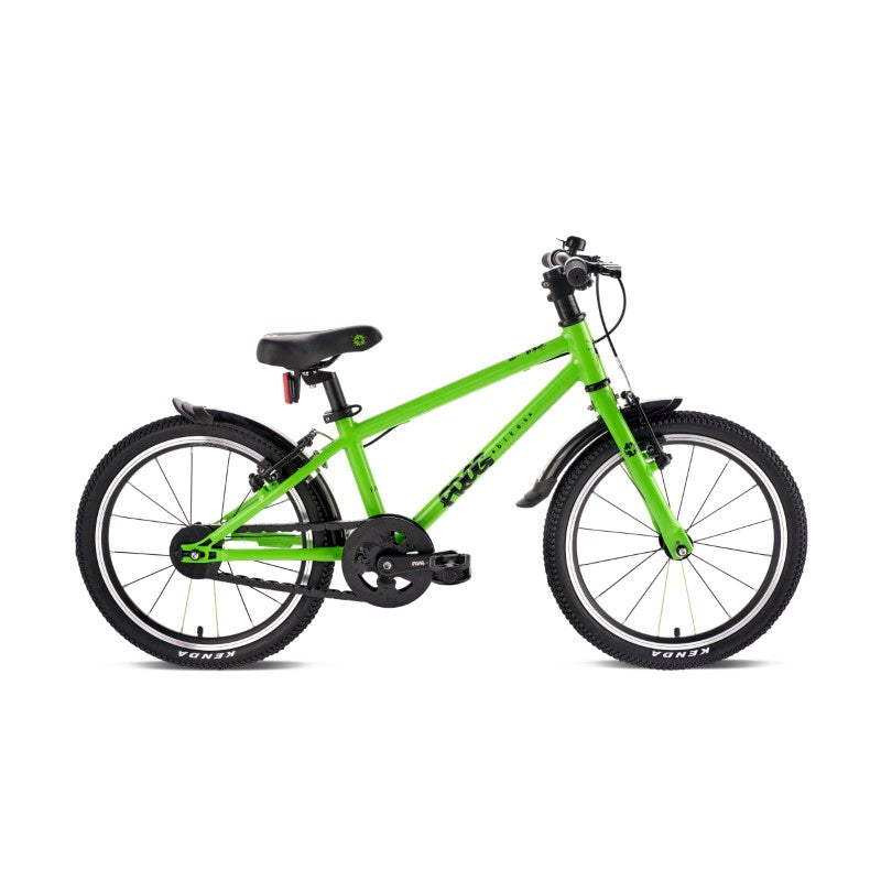 Frog 47 Green children's bicycle with mudguard on a white background