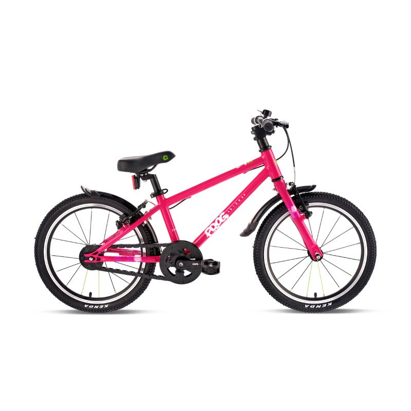 Frog 47  Pink children's bicycle with mudguard on a white background
