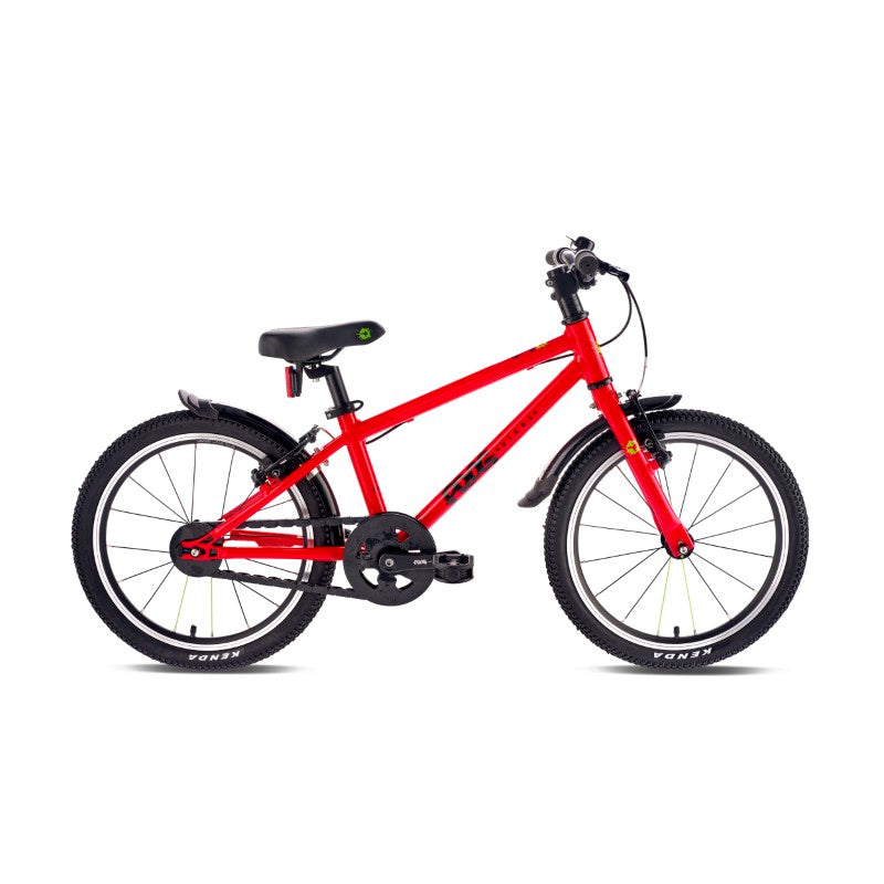 Frog 47 Red children's bicycle with mudguard on a white background