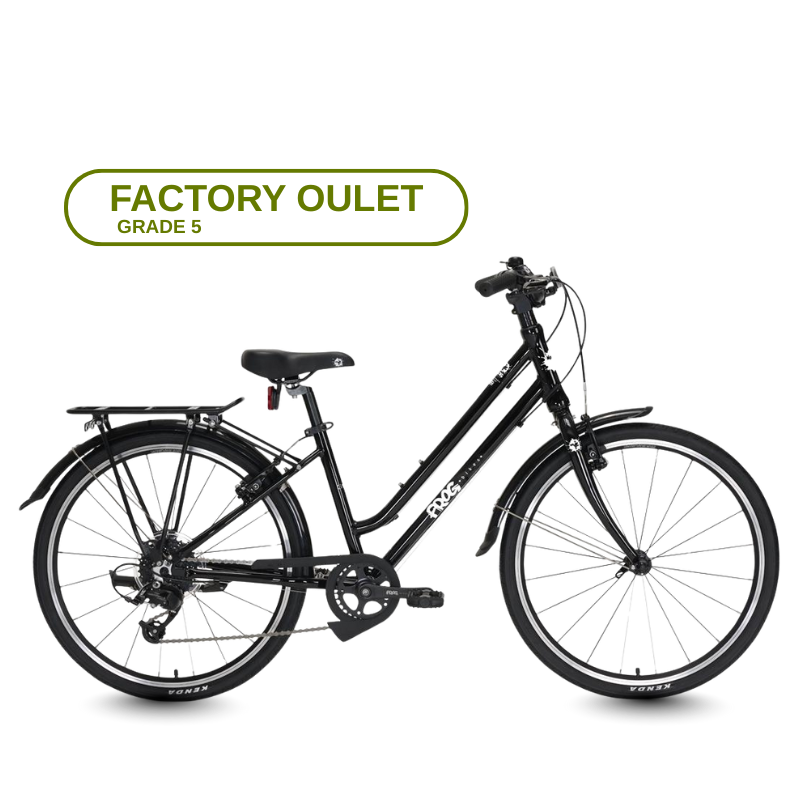 Frog City 61 Black bicycle on a Transparent background with 'Factory Outlet Grade 5' label.