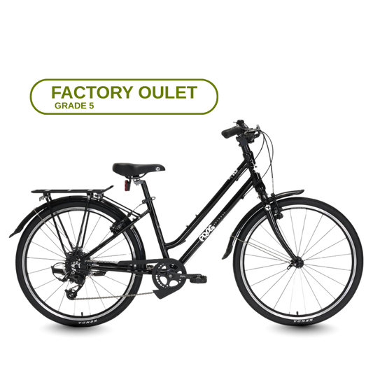 Frog City 61 Black bicycle on a Transparent background with 'Factory Outlet Grade 5' label.