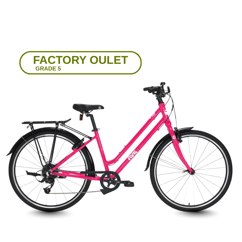 Frog Cit 67 Pink bicycle on a transparent background with 'Factory Outlet Grade 5' label.