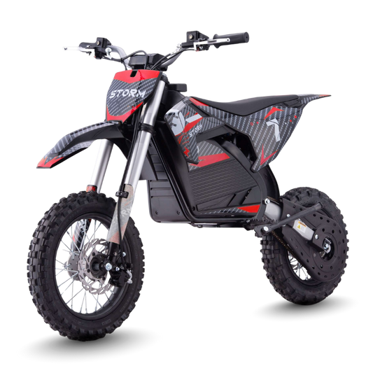 Red Kids 1200w Electric Dirt Bike with transparent background