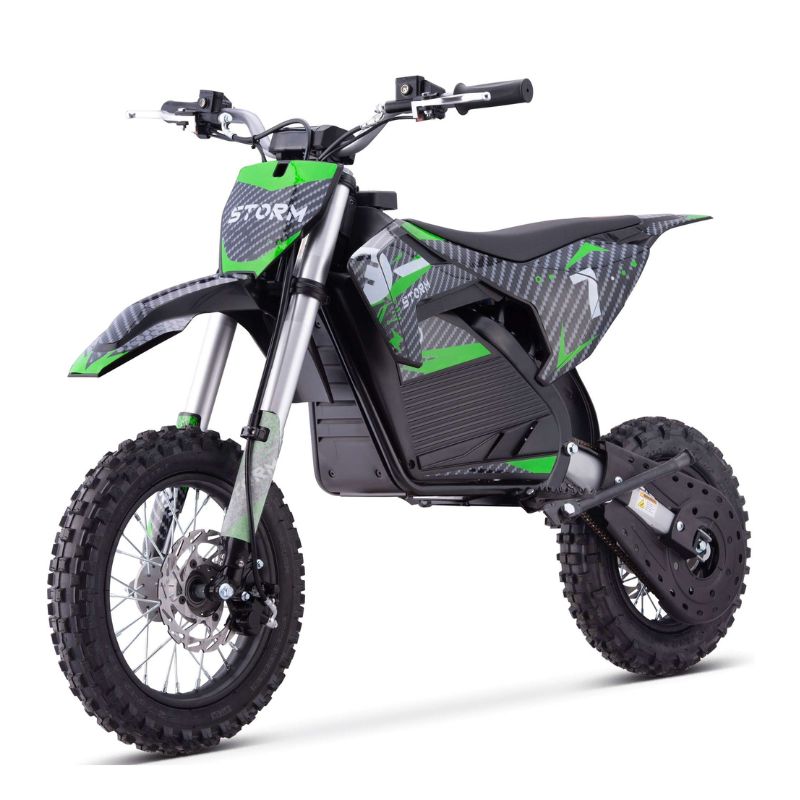Green Kids 1200w Electric Dirt Bike on a white background