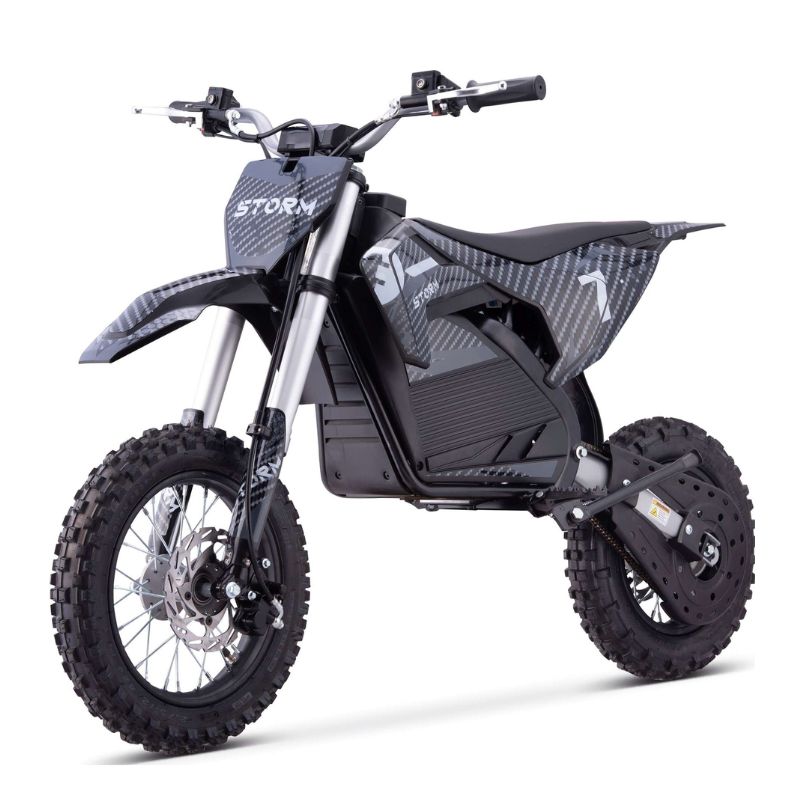 Grey Kids 1200w Electric Dirt Bike on a white background