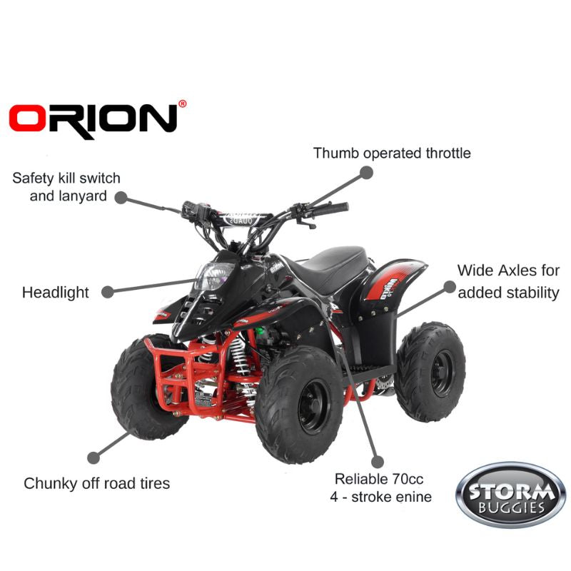 Parts of Kids 70cc VRX70 Quad Bike Red on a white background