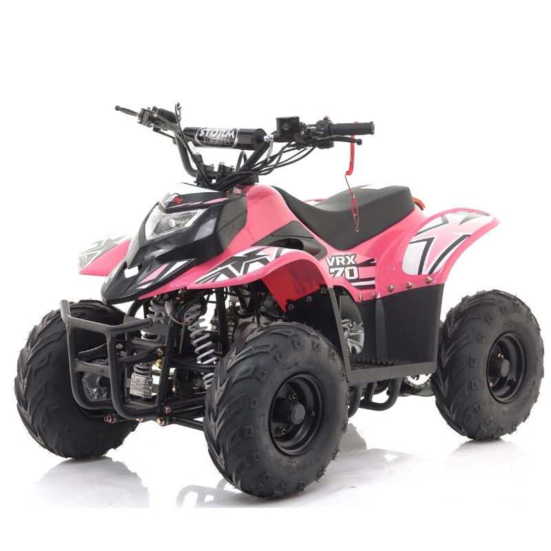Kids 70cc VRX70 Quad Bike Pink on a white background