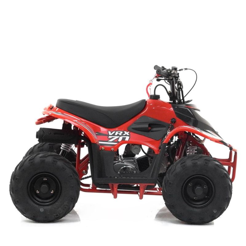 Kids 70cc VRX70 Quad Bike red on a white background side View - Facing Right