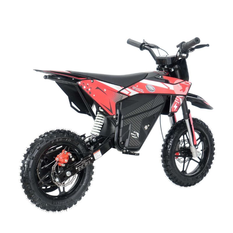 Kids 800w 36v Red Electric Dirt Bike on a white background back view