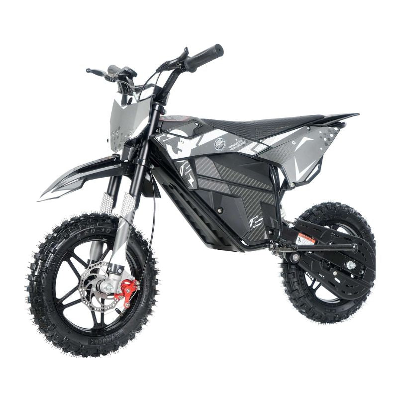 Kids 800w 36v Grey Electric Dirt Bike on a white background