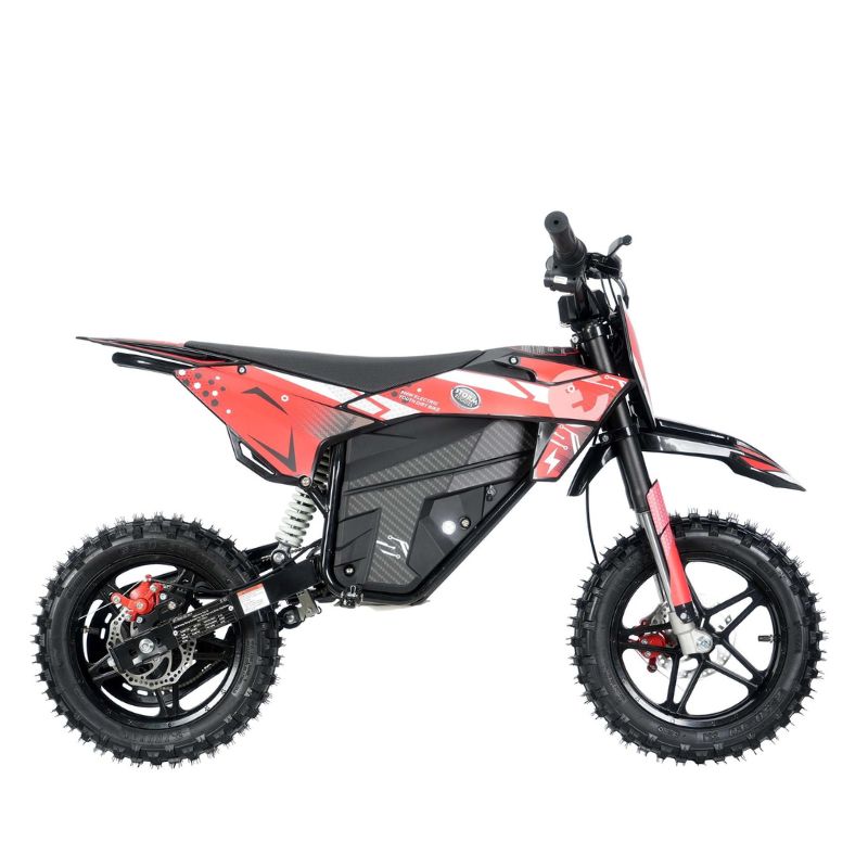 Kids 800w 36v Red Electric Dirt Bike on a white background side view
