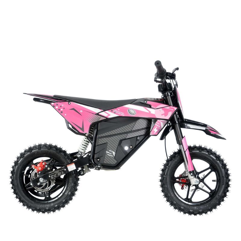 Kids 800w 36v Pink Electric Dirt Bike on a white background side view