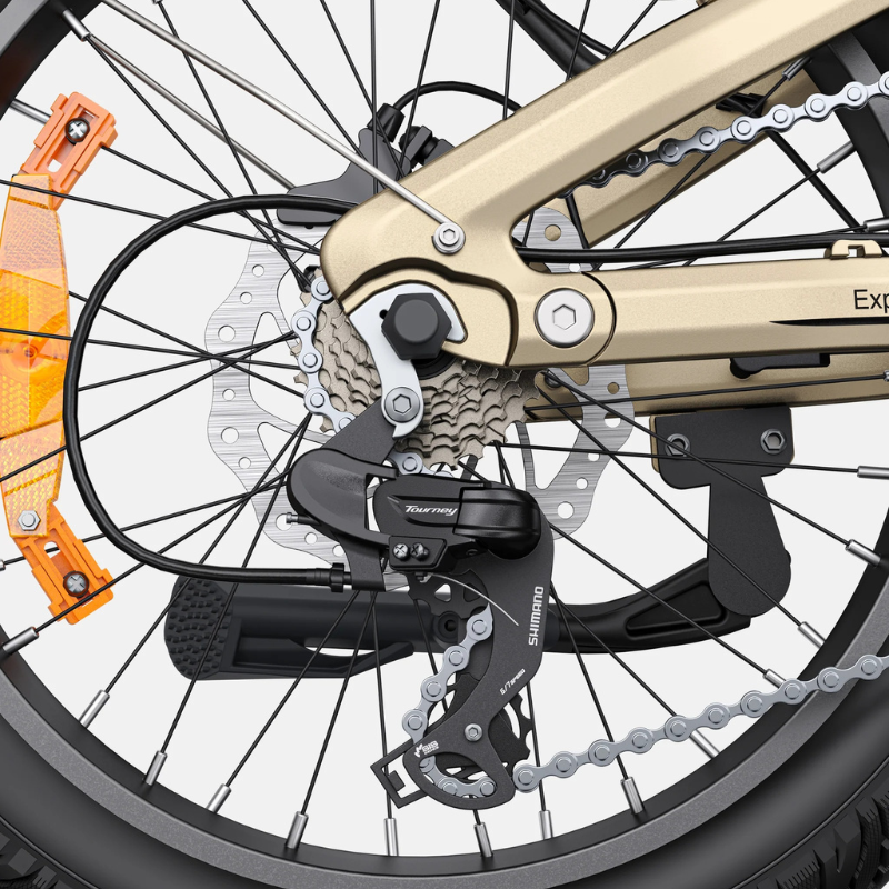 Close-up of Engwe L20 3.0 Pro's gear system