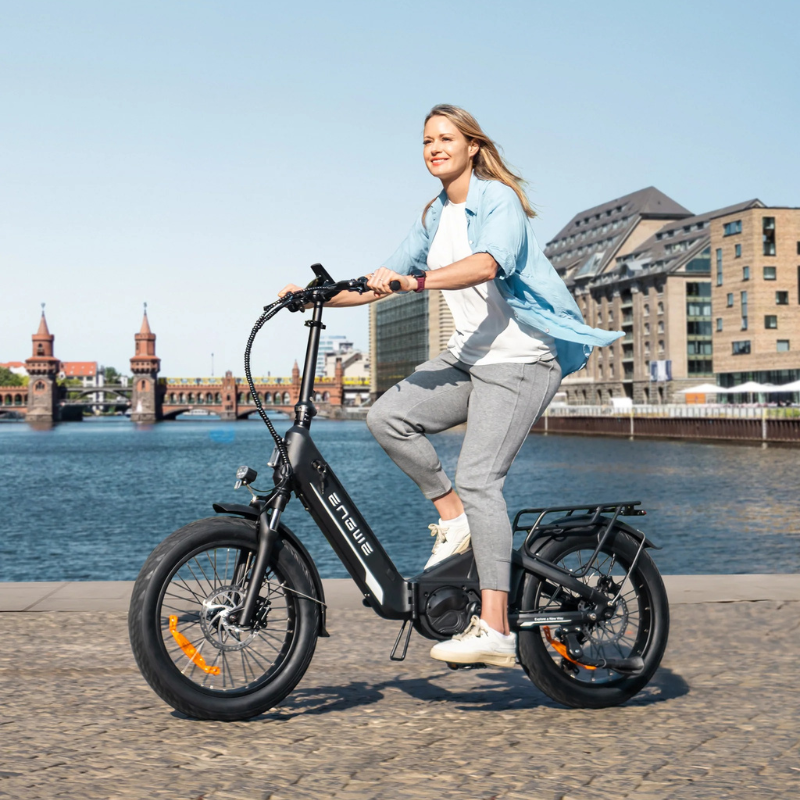 Woman Riding a Engwe L20 3.0 Pro E-Bike