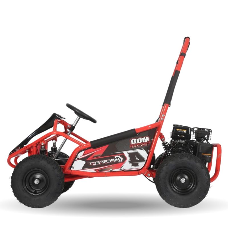 Red 100cc Mud Monster go-kart on a white background