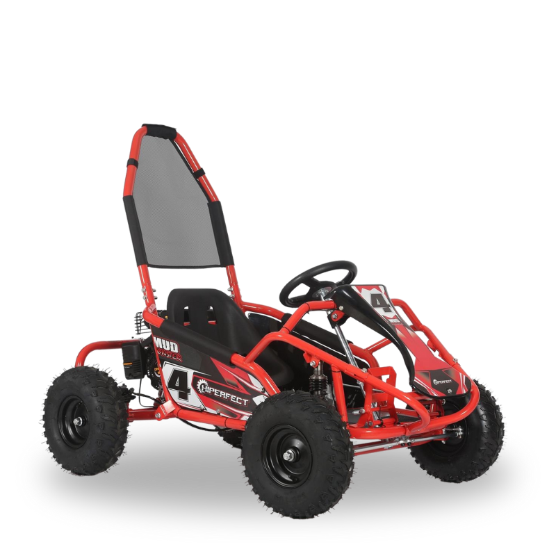Red 100cc Mud Monster go-kart on a transparent background