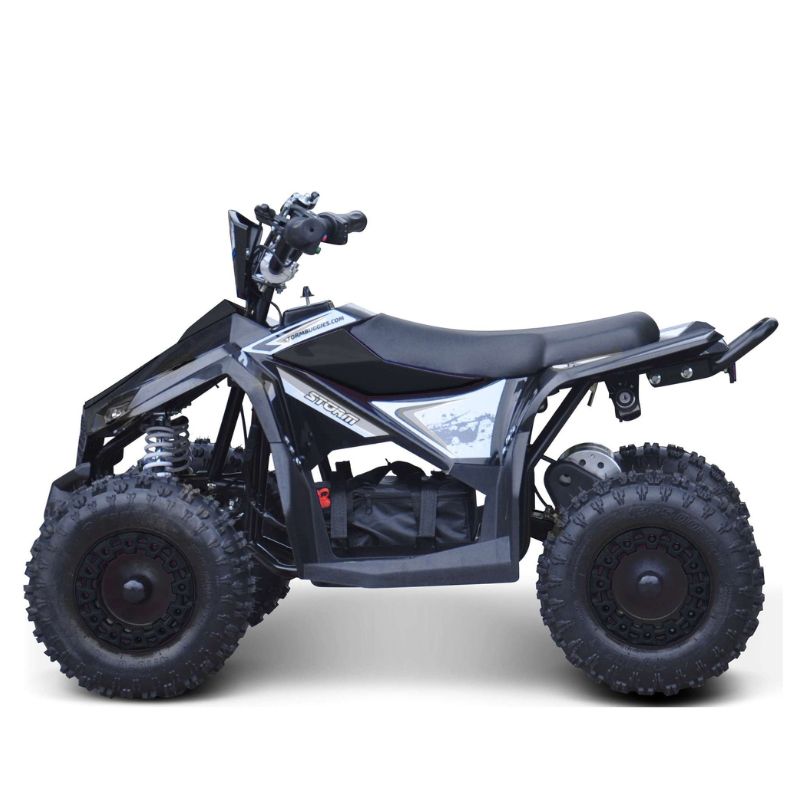 Renegade Ranger 1000w 36v Kids Electric Quad Bike Black on a white background Side View
