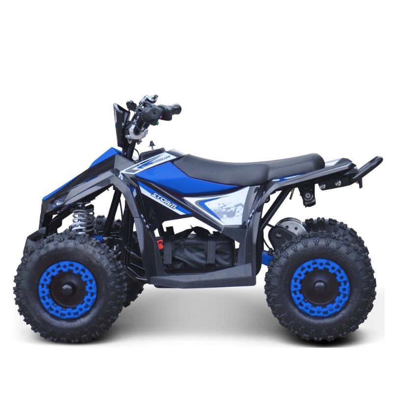 Renegade Ranger 1000w 36v Kids Electric Quad Bike Blue on a white background Side View