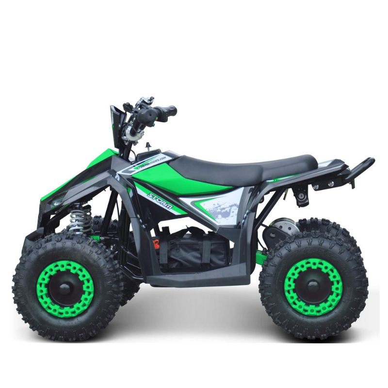 Renegade Ranger 1000w 36v Kids Electric Quad Bike Green on a white background side view