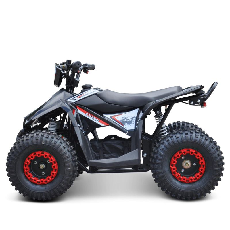 Renegade Ranger 1200w Kids Electric Quad Bike Red on a White Background Side View