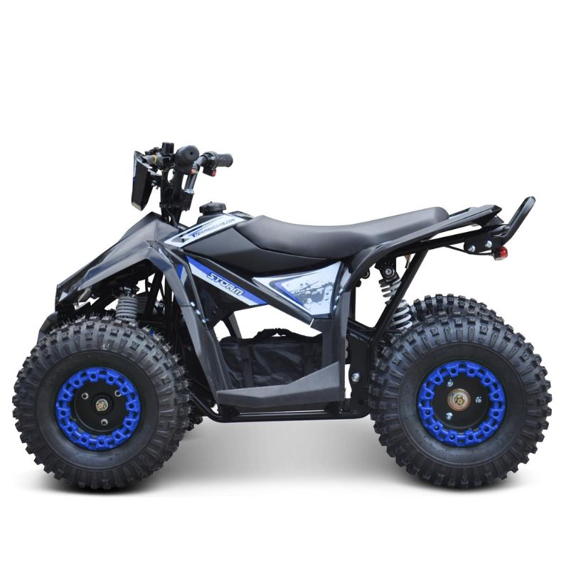 Renegade Ranger 1200w Kids Electric Quad Bike Blue on a White Background Side View