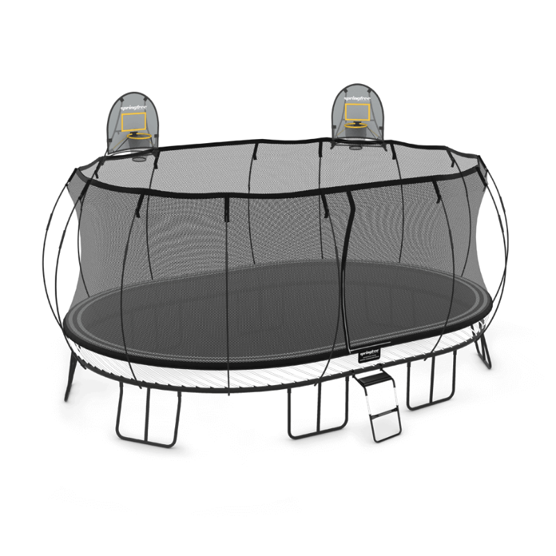 Springfree 12ft x 19ft Jumbo Oval Trampoline with 2 basketball ring