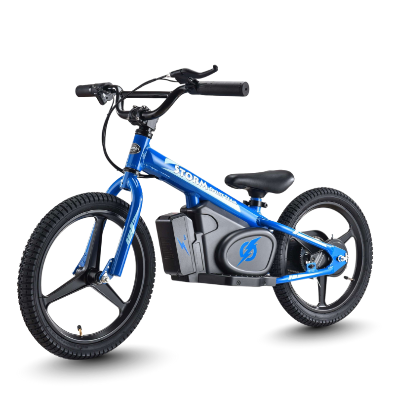 Blue Storm Kids 170w Electric Balance Bike with transparent background