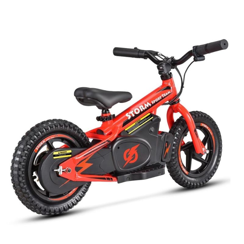 Red Storm Kids 100w Electric Motorbike on a white background back view