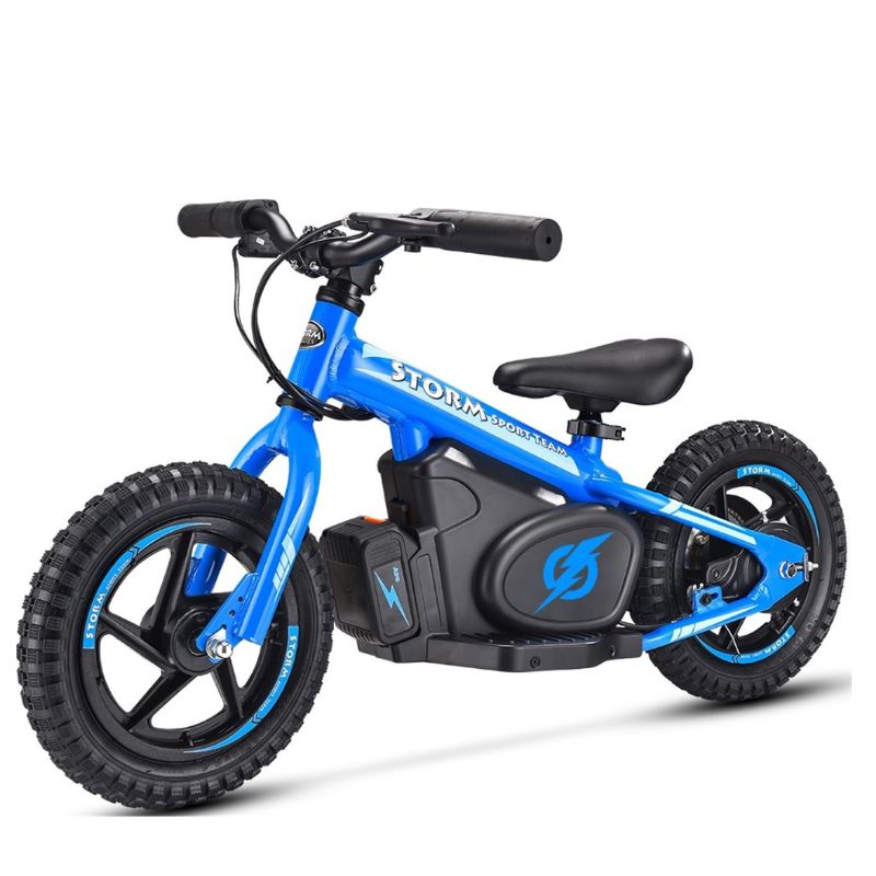 Blue Storm Kids 100w Electric Motorbike on a white background