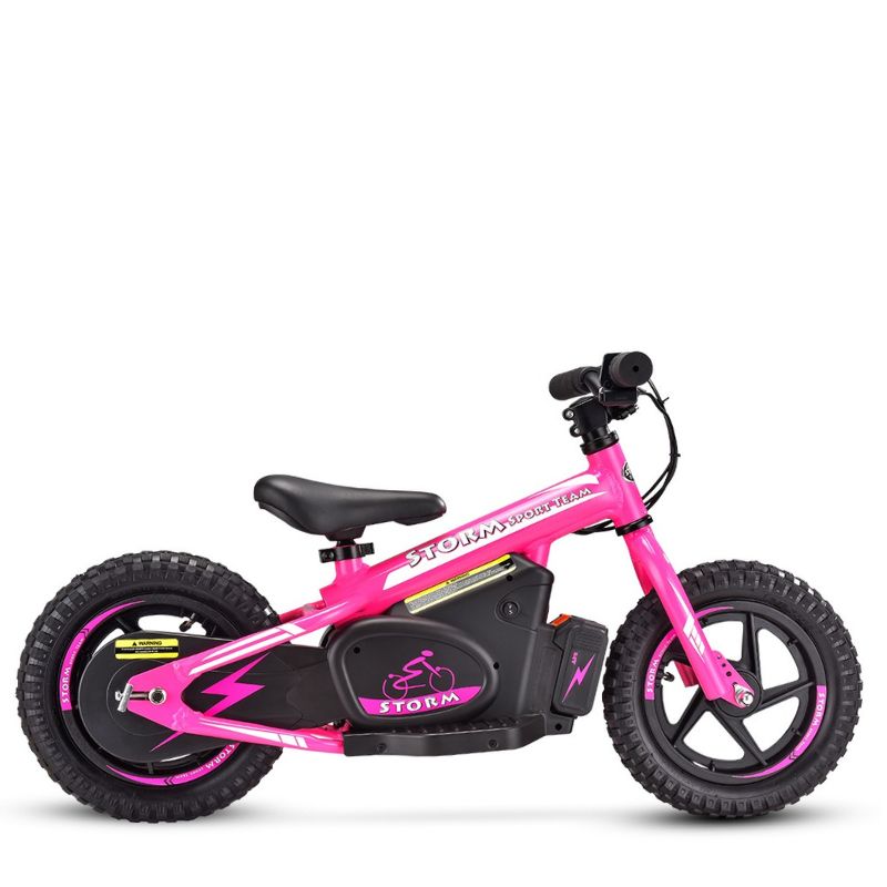 Pink Storm Kids 100w Electric Motorbike on a white background side view