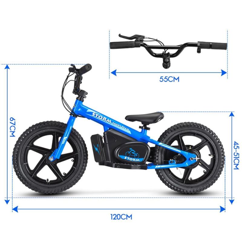 Storm Kids 170w Electric Balance Bike size specifications