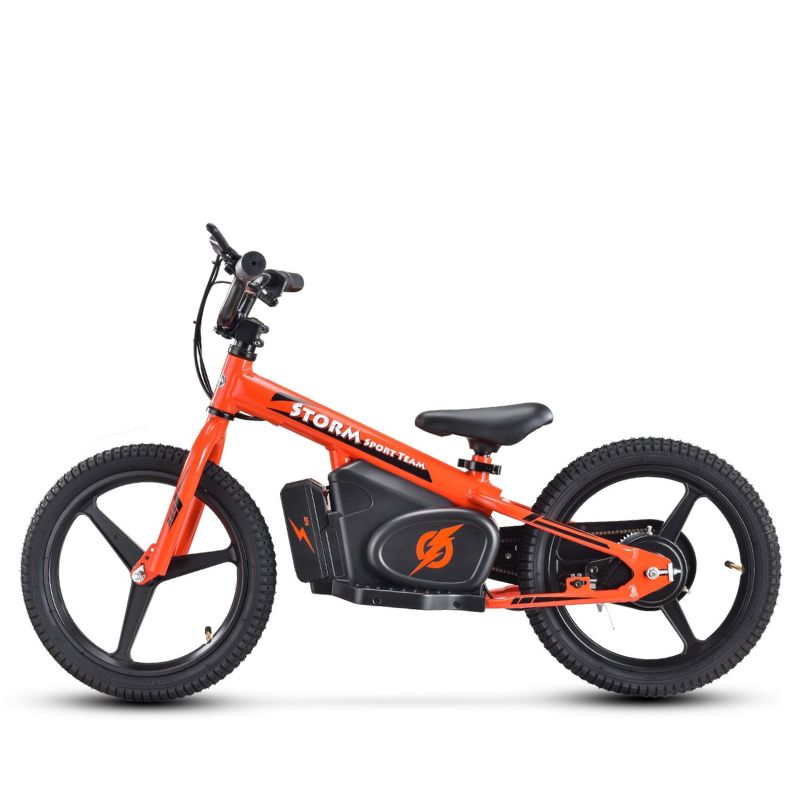 Red Storm Kids 170w Electric Balance Bike on a white background side view