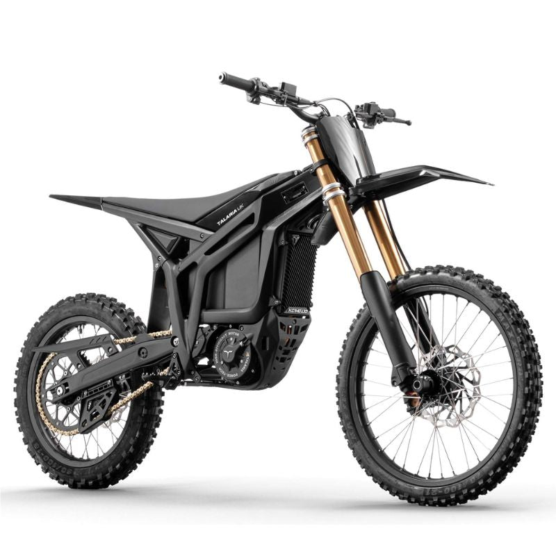 Black Talaria Komodo 32kwElectric MX Off Road Dirt Bike on a white background
