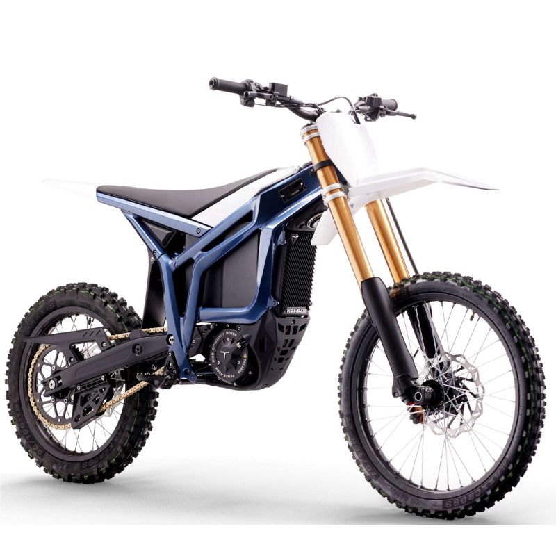 Blue Talaria Komodo 32kwElectric MX Off Road Dirt Bike on a white background