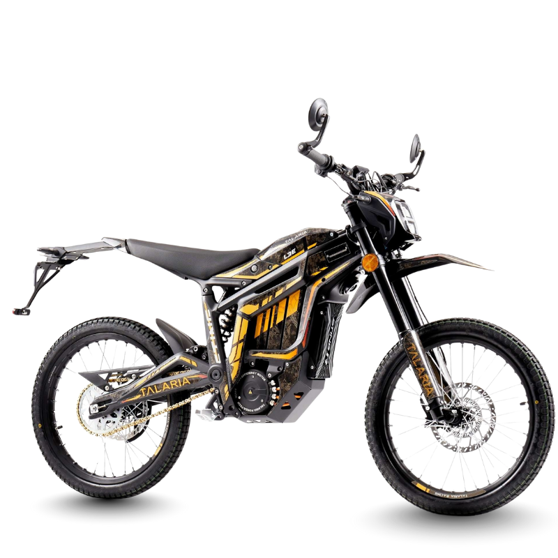Yellow Talaria Sting L35 Electric MX Road Legal Dirt Bike with transparent background