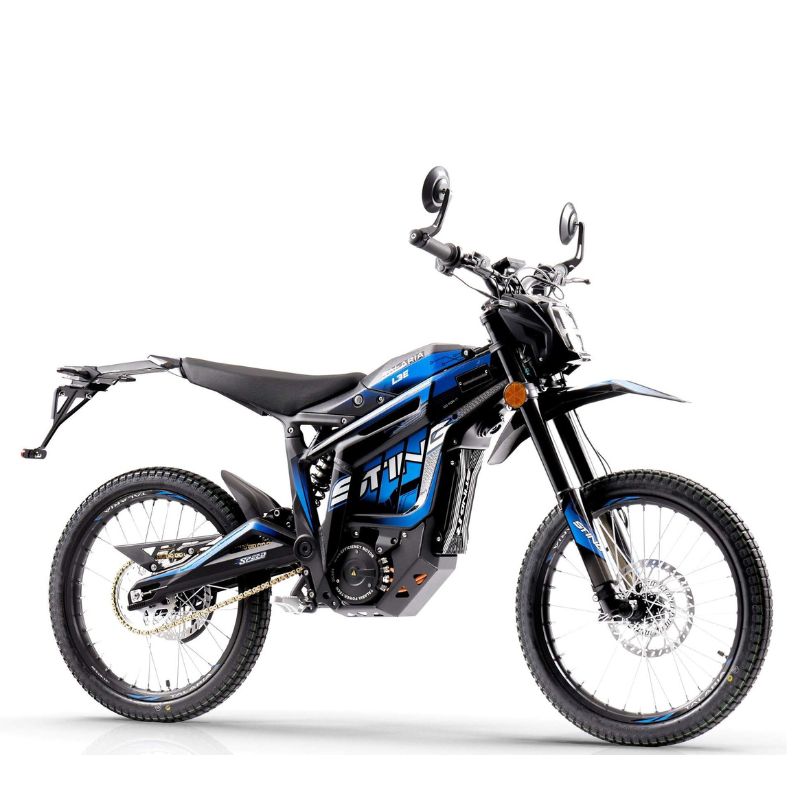 Blue Talaria Sting L35 Electric MX Road Legal Dirt Bike on a white background
