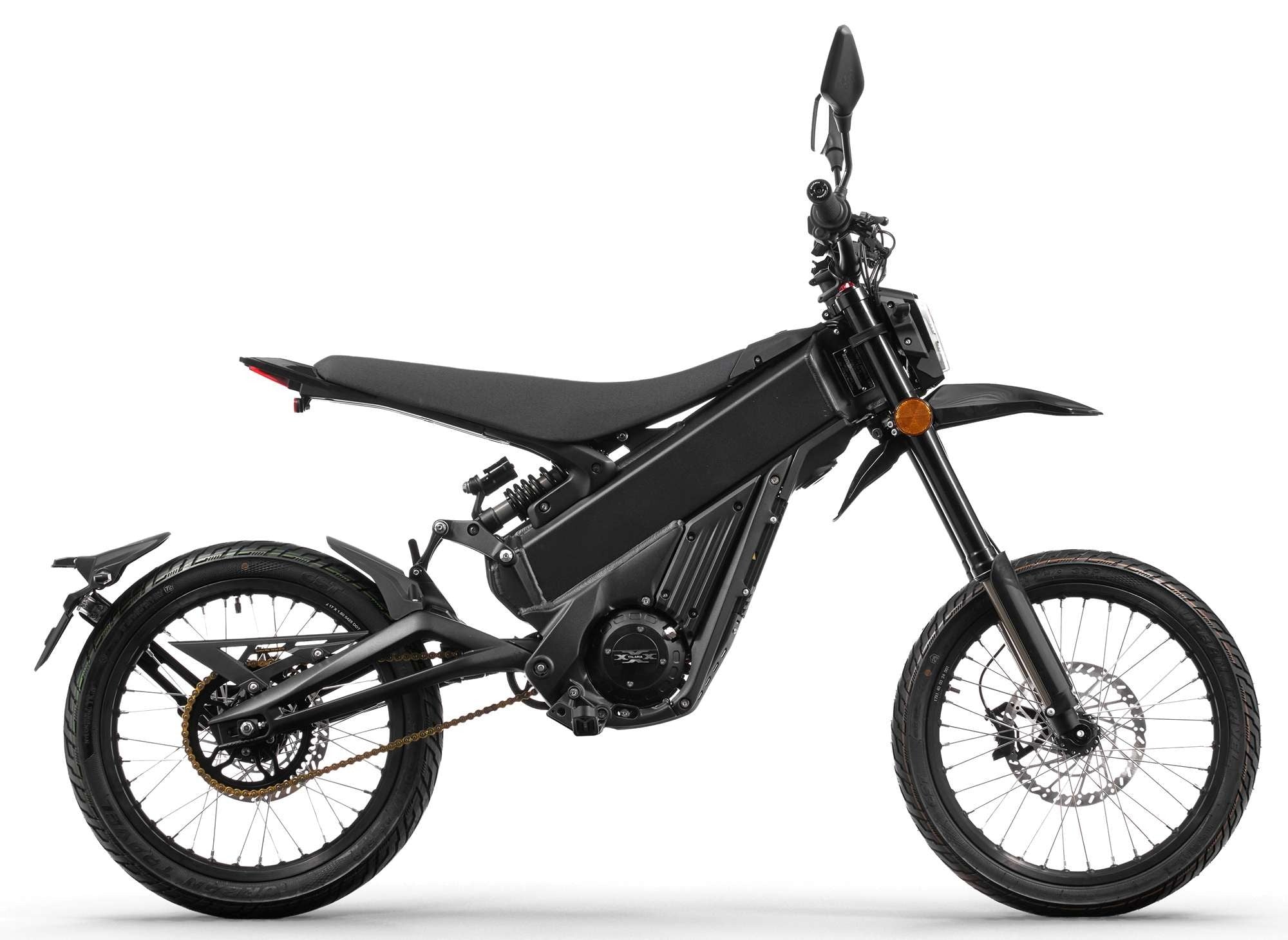 Talaria X3 Pro Road Legal Electric Dirt Bike on a white background side view
